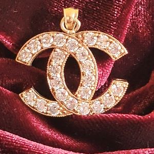 Authentic Vintage Chanel CC Logo 10kt Gold Necklace Pendant
